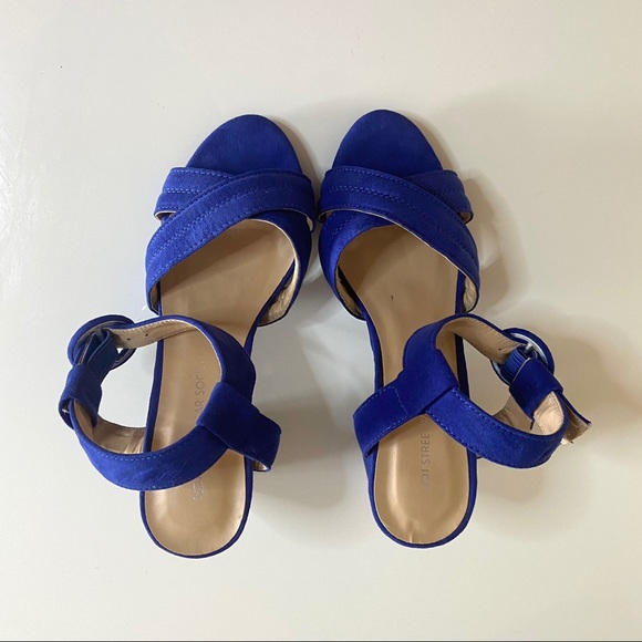 Blue Suede Two Strap Heels - Picture 4 of 4